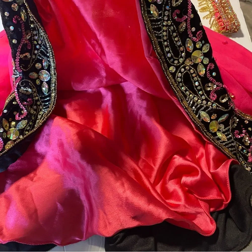 Glamour solo custom dance costume black hot pink Indian Bollywood hot pink LC